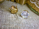 Earsense 10mm gold cubic zirconia earrings